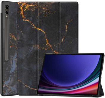 Imoshion Design Trifold Bookcase voor de Samsung Galaxy Tab S10 Ultra / Tab S9 Ultra - Black Marble Meerkleurig - 14.6