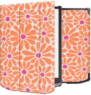 Imoshion Design Trifold Hard Case Sleepcover voor de Pocketbook InkPad X Pro - Orange Flowers Connect Meerkleurig - 10.3