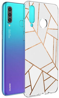 Imoshion Design voor de Huawei P30 Lite hoesje - Grafisch Koper - Wit / Goud