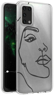 Imoshion Design voor de Samsung Galaxy A02s hoesje - Abstract Gezicht - Zwart