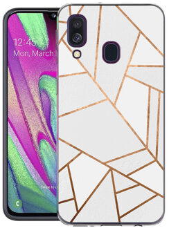 Imoshion Design voor de Samsung Galaxy A40 hoesje - Grafisch Koper - Wit / Goud