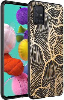 Imoshion Design voor de Samsung Galaxy A71 hoesje - Bladeren - Goud / Zwart
