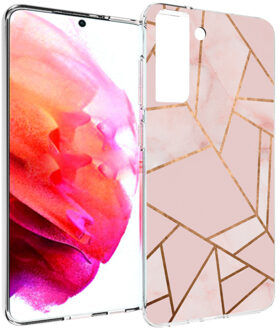 Imoshion Design voor de Samsung Galaxy S21 FE hoesje - Grafisch Koper - Roze / Goud