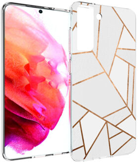 Imoshion Design voor de Samsung Galaxy S21 FE hoesje - Grafisch Koper - Wit / Goud