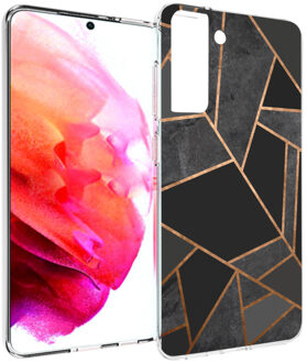 Imoshion Design voor de Samsung Galaxy S21 FE hoesje - Grafisch Koper - Zwart / Goud