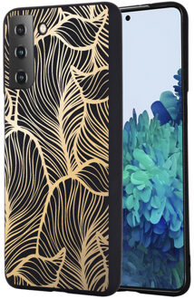 Imoshion Design voor de Samsung Galaxy S21 hoesje - Bladeren - Zwart / Goud