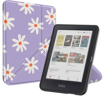 Imoshion Design Vouwbare Bookcase voor de Kobo Clara Colour / BW - Flowers Distance Paars - 6