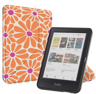 Imoshion Design Vouwbare Bookcase voor de Kobo Clara Colour / BW - Orange Flowers Connect Oranje - 6
