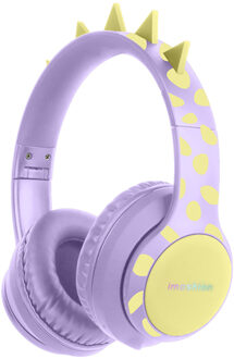 Imoshion Draadloze Kinderkoptelefoon Dino LED Light - Decibelbegrenzer - Met AUX kabel - Lavender Lilac / Yellow - One size