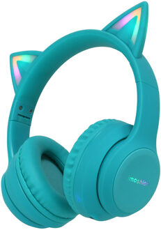 Imoshion Draadloze Kinderkoptelefoon LED Light Cat Ear - Decibelbegrenzer - Met AUX kabel - Lichtblauw - One size