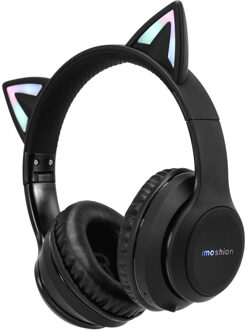 Imoshion Draadloze Kinderkoptelefoon LED Light Cat Ear - Decibelbegrenzer - Met AUX kabel - Zwart - One size