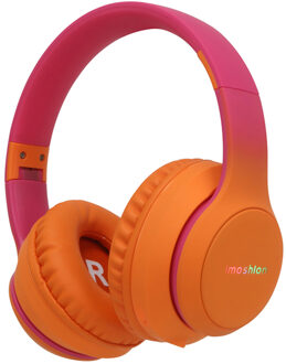 Imoshion Draadloze Kinderkoptelefoon LED Light - Decibelbegrenzer - Met AUX kabel - Hot Pink / Apricot Orange Crush Roze - One size