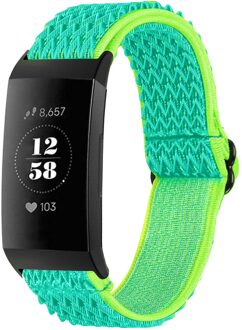 Imoshion Elastisch nylonbandje voor de Fitbit Charge 3 / 4 - Green & Yellow Groen - One size