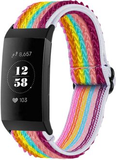 Imoshion Elastisch nylonbandje voor de Fitbit Charge 3 / 4 - Rainbow Meerkleurig - One size