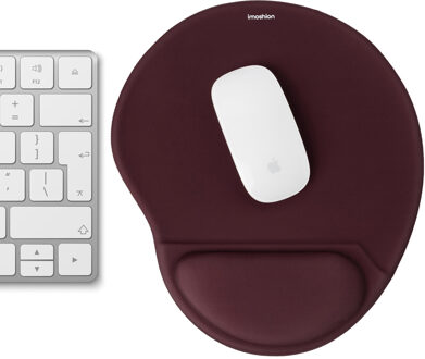 Imoshion Ergonomische muismat - Muismat met polssteun - 30 x 25 cm - Bordeaux Donkerrood - One size
