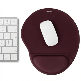 Imoshion Ergonomische muismat - Muismat met polssteun - 30 x 25 cm - Bordeaux Donkerrood - One size