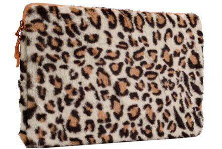 Imoshion Fluffy Laptop hoes 13-14 inch - Laptopsleeve - Leopard Orange Meerkleurig - 14.2