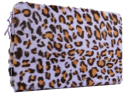 Imoshion Fluffy Laptop hoes 15-16 inch - Laptopsleeve - Leopard Lilac Meerkleurig - 16