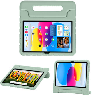 Imoshion Kidsproof Backcover met handvat voor de Apple iPad 11 (2025) 11 inch A16 / iPad 10 (2022) 10.9 inch - Olive Green Groen