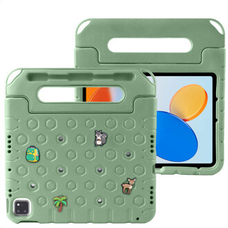 Imoshion Kidsproof tablethoes met afneembare dolls voor de Apple iPad 11 (2025) 11 inch A16 / iPad 10 (2022) 10.9 inch - Olive Green Groen