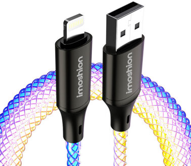 Imoshion Lichtgevende Snellaadkabel RGB - USB-A naar Lightning kabel - 1 meter Meerkleurig - 1m