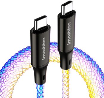 Imoshion Lichtgevende Snellaadkabel RGB - USB-C naar USB-C kabel - 1 meter Meerkleurig - 1m