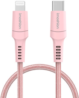 Imoshion Lightning naar USB-C kabel - Non-MFi - Gevlochten textiel - 1 meter - Roze - 1m