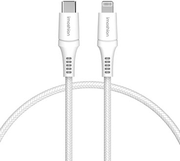 Imoshion Lightning naar USB-C kabel - Non-MFi - Gevlochten textiel - 1 meter - Wit - 1m