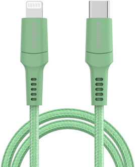 Imoshion Lightning naar USB-C kabel - Non-MFi - Gevlochten textiel - 2 meter - Groen - 2m
