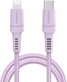 Imoshion Lightning naar USB-C kabel - Non-MFi - Gevlochten textiel - 2 meter - Lila - 2m