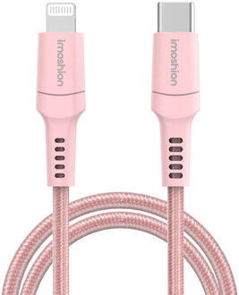 Imoshion Lightning naar USB-C kabel - Non-MFi - Gevlochten textiel - 2 meter - Roze - 2m