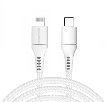 Imoshion Lightning naar USB-C kabel - Non-MFi - Gevlochten textiel - 3 meter - Wit - One size