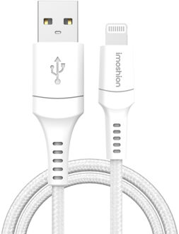 Imoshion Lightning naar USB kabel - Non-MFi - Gevlochten textiel - 0,5 meter - Wit - One size