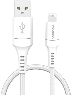 Imoshion Lightning naar USB kabel - Non-MFi - Gevlochten textiel - 1,5 meter - Wit - One size
