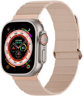 Imoshion Magnetisch lederen bandje voor de Apple Watch Series 1 - 11 / SE / Ultra (44/45/46/49 mm) - Beige - 49 mm
