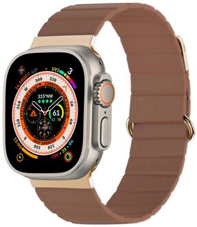 Imoshion Magnetisch lederen bandje voor de Apple Watch Series 1 - 11 / SE / Ultra (44/45/46/49 mm) - Bruin - 49 mm