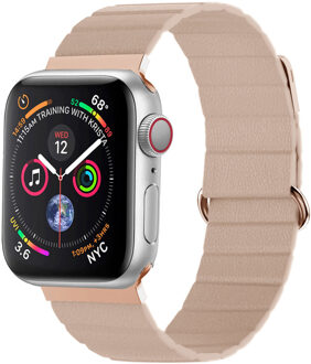 Imoshion Magnetisch lederen bandje voor de Apple Watch Series 1 t/m 9 / SE (38/40/41 mm) | Series 10 / 11 (42 mm) - Beige - 41 mm