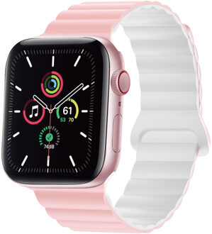 Imoshion Magnetisch Siliconen bandje voor de Apple Watch | 44/45/46/49 mm - Roze & Wit Meerkleurig - 49 mm