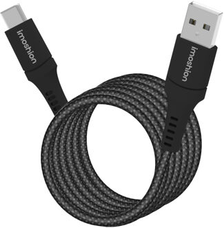 Imoshion Magnetische braided kabel - USB-C naar USB-A - 1 meter - Zwart - 1m