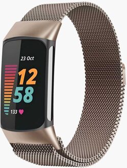 Imoshion Milanees magnetisch bandje voor de Fitbit Charge 5 - Maat M - Champagne Beige - Medium