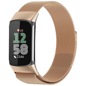 Imoshion Milanees magnetisch bandje voor de Fitbit Charge 5 - Maat M - Rosé Goud - Medium