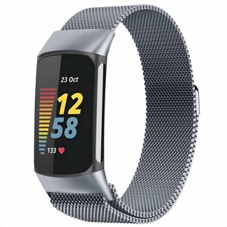 Imoshion Milanees magnetisch bandje voor de Fitbit Charge 5 - Maat S - Space Grey Grijs - Small