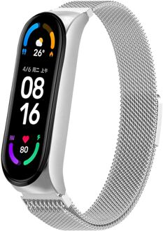 Imoshion Milanees magnetisch bandje voor de Xiaomi Mi Band 5 / 6 - Zilver - One size
