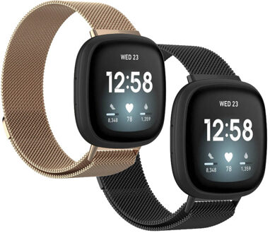 Imoshion Milanees Watch bandje Multipack voor de Fitbit Sense / Versa 3 - Zwart / Rosé Goud