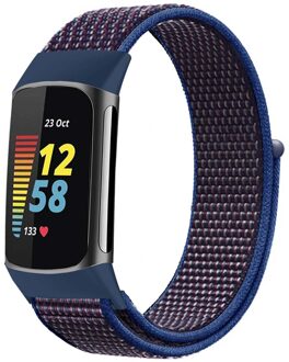 Imoshion Nylon bandje voor de Fitbit Charge 5 - Maat L - Blauw - Large