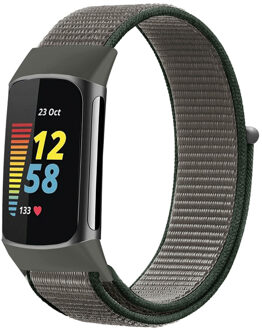 Imoshion Nylon bandje voor de Fitbit Charge 5 - Maat L - Donkergrijs - Large
