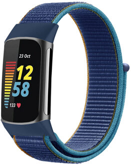 Imoshion Nylon bandje voor de Fitbit Charge 5 - Maat S - Donkerblauw - Small
