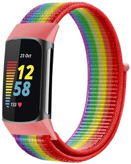 Imoshion Nylon bandje voor de Fitbit Charge 5 - Maat S - Rainbow Meerkleurig - Small