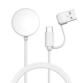 Imoshion Oplaadkabel voor de Apple Watch USB-C en USB-A - 2 meter - Wit - 2m