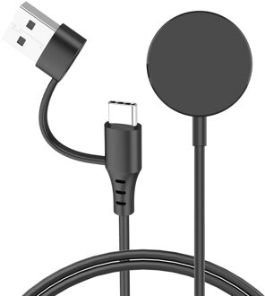 Imoshion Oplaadkabel voor de Samsung Galaxy Watch USB-C en USB-A - 2 meter Zwart - 2m